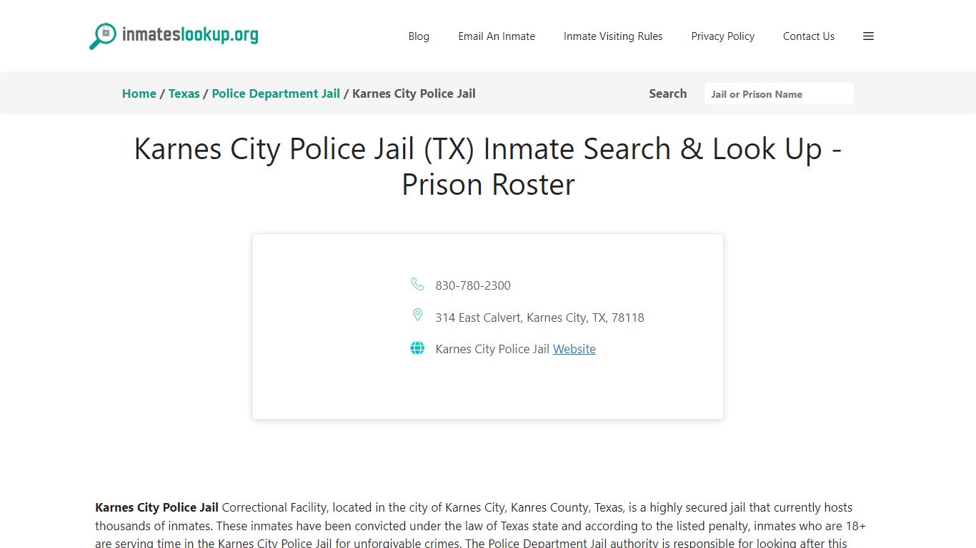 Karnes City Police Jail (TX) Inmate Search & Look Up - Prison Roster